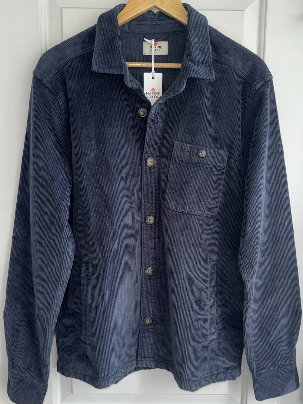 Marine Layer NWT “Max” Broken-In Corduroy Overshirt in Mood Indigo - Size Marge